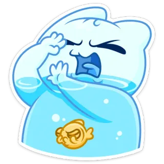🙅‍♂️ cartoon, fish, crying, sad, tear whatsapp sticker