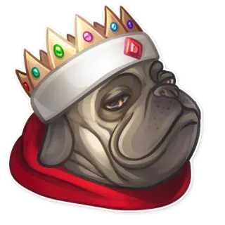 👑 carlino, cane, re, corona, animale, animale domestico telegram sticker