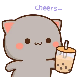 🥂 cat, boba, bubble tea, drink, kawaii whatsapp sticker