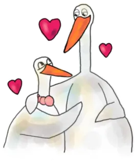❤ 황새, 사랑, 하트, 새, 만화, 결혼, 가족 telegram sticker