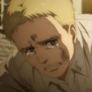 👾 Reiner Braun Attack on Titan アニメ, 泣く, 進撃の巨人, ライナー・ブラウン, 悲しい, 落ち込む whatsapp sticker