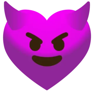 🌟 heart, devil, emoji, purple, evil, love, cartoon telegram sticker