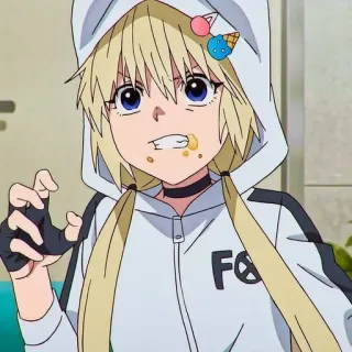 🐱 FO anime, girl, character, hoodie, blonde whatsapp sticker