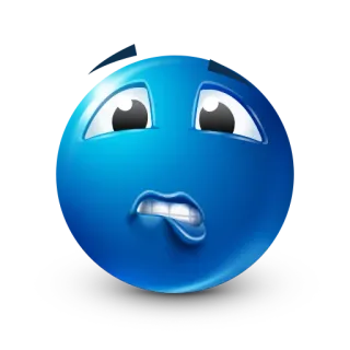 ☺️ emoji azul, preocupado, inquieto, nervioso, expresión, dibujo animado, ansioso whatsapp sticker