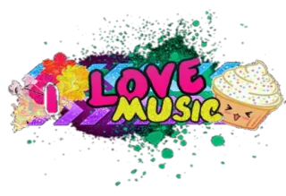 🎉 I LOVE MUSIC music, love, cupcake, flower, arrow, neon telegram sticker