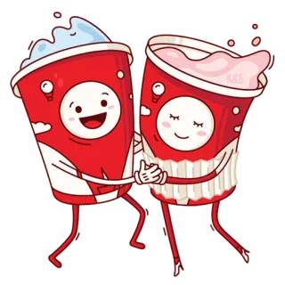 😗 coffee, love, drink, cartoon, couple, cute telegram sticker