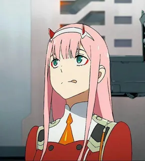 😜 Zero Two Darling in the Franxx Anime, Zero Two, Darling in the Franxx, Pinke Haare, Hörner telegram sticker