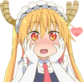 ❤️ Tohru Miss Kobayashi's Dragon Maid Anime, Drache, Maid, Süß, Erröten, Kawaii, Zunge telegram sticker