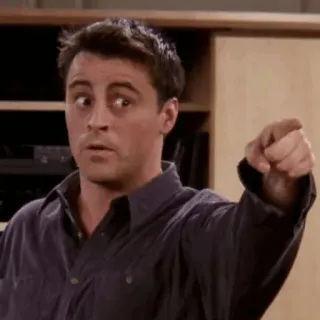 ☝️ Joey Tribbiani Friends wskazywanie, przyjaciel, sitcom, śmieszne, serial tv, telewizja telegram sticker