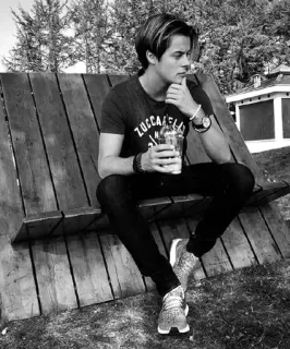 ◾️ ZOCCARELLA man, sitting, outdoors, young adult, portrait, casual whatsapp sticker