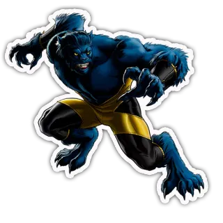 👊 Beast Marvel, X-Men, Mutante, Superhéroe, Pelo azul, Bestia whatsapp sticker