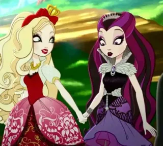 😳 Raven Queen Ever After High Мультфильм, Фэнтези, Друзья, Держатся за руки, Злая королева, Сказка telegram sticker