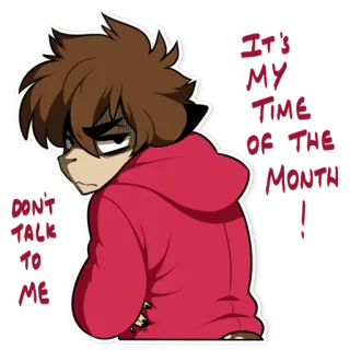 🤢 Desenho animado, Ilustração, Anime, Moletom vermelho, Personagem telegram sticker
