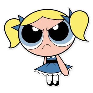 😡 Bubbles Powerpuff Girls Cartone animato, Arrabbiato, Carino, Ragazza telegram sticker