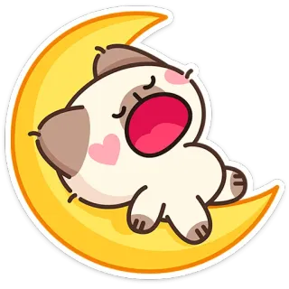 😴 chien, lune, sommeil, mignon, dessin animé, coeur, animal telegram sticker