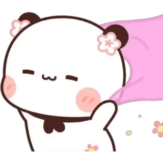 😀 süß, Panda, Blume, Cartoon telegram sticker