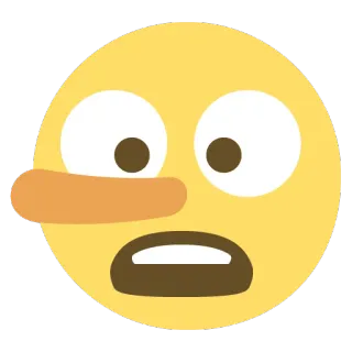 😦 Emoji, Lüge, Pinocchio, lange Nase, schockiert, gelb whatsapp sticker