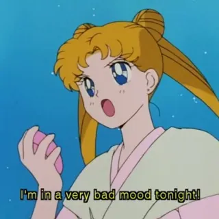 😤 Sailor Moon I'm in a very bad mood tonight! anime, manga, Sailor Moon, suasana hati buruk, kesal, frustrasi whatsapp sticker