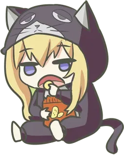 🤧 cat, anime, chibi, snack telegram sticker