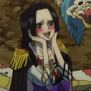 🖤 Boa Hancock One Piece anime, one piece, boa hancock, cười, xấu hổ telegram sticker
