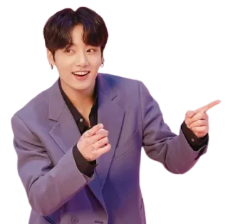👉 Jungkook Jungkook, BTS, K-pop, piosenkarz, tancerz, mężczyzna, wskazuje telegram sticker