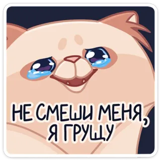 😭 НЕ СМЕШИ МЕНЯ, Я ГРУЩУ gato, triste, chorando, fofo, meme, texto telegram sticker