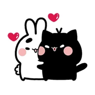 🤔 토끼, 고양이, 사랑, 귀여운, 카와이, 만화 whatsapp sticker