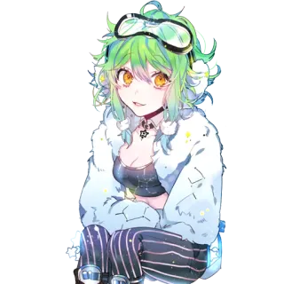 ❄️ Anime, Niedlich, Grüne Haare, Weiblich, Charakter, Illustration telegram sticker