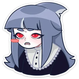 😨 anime girl, shark, anime, cute, red eyes telegram sticker