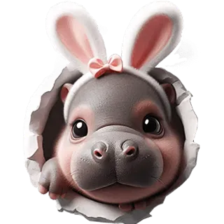 Бегемотик кролик @Nyasticks telegram stickers