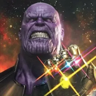 🖕 Thanos Thanos, Marvel, cattivo, supereroe, Guanto dell'Infinito, viola, personaggio telegram sticker