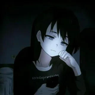 🖤 xxxdepression dépression, triste, fille anime, manga, émotionnel, ado, fille telegram sticker