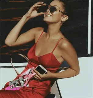 🌿 woman, sunglasses, dress, portrait, fashion, style, posing, model telegram sticker
