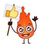 🔥 Feuer, Emoji, Like, Daumen hoch, Positiv, Cartoon, Animation telegram sticker