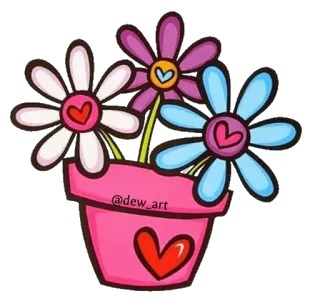 🌸 @dew_art 꽃, 화분, 미술, 일러스트, 귀여운, 꽃무늬, 장식 telegram sticker