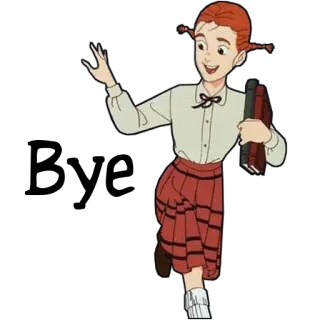 🏃 Pippi Longstocking Pippi Longstocking, cartoon, character, girl, red hair, book, waving telegram sticker