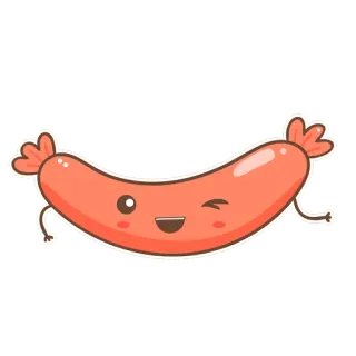 😄 salsicha, comida, desenho animado, kawaii, fofo, piscadela telegram sticker