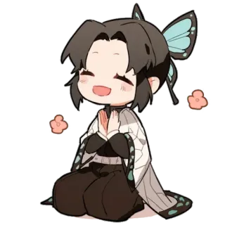 🦋 Shinobu Kocho Demon Slayer アニメ, ちびキャラ, 鬼滅の刃, しのぶ, 胡蝶 whatsapp sticker