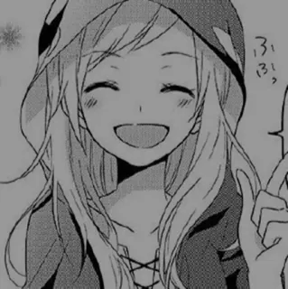 ➰ Anime, Manga, Cartoon, lächelnd, fröhlich, Mädchen, Hoodie telegram sticker