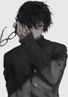 ♥ anime, manga, sad, crying, glasses, school uniform telegram sticker