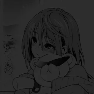 🍣 Anime, Chica, Triste, Oso de peluche, Gafas de sol, Manga, Dibujos animados, Dibujo whatsapp sticker
