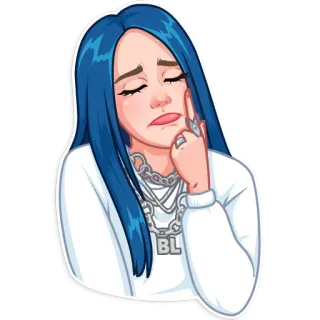 😥 Billie Eilish muzyka, piosenkarka, celebrytka, kobieta, pop, niebieskie włosy telegram sticker