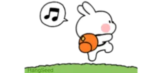 🎒 coniglio, cartone animato, animale, carino, felice, musica telegram sticker