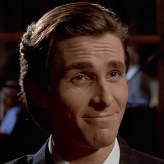 🙂 Patrick Bateman American Psycho Patrick Bateman, American Psycho, Christian Bale, Film, Charakter, Kinofilm whatsapp sticker