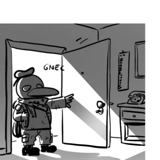 😤 GNEC porta, desenho animado, médico da peste, entrando, telefone, armário telegram sticker