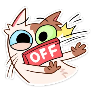 🤐 OFF Katze, Cartoon, lustig, animiert, Tier, aus, Schalter, Ausdruck telegram sticker