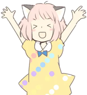 😆 Anime, Garota gato, Feliz, Celebração, Kawaii, Fofo telegram sticker