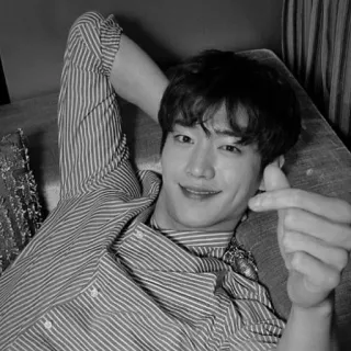 🕸 man, korean, dimples, smiling, striped shirt telegram sticker