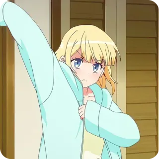 🙂 Anime, Fille, cheveux blonds, yeux bleus, mignon, dessin animé whatsapp sticker
