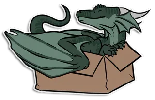 😁 dragão, caixa, dormindo, fofo, desenho animado telegram sticker